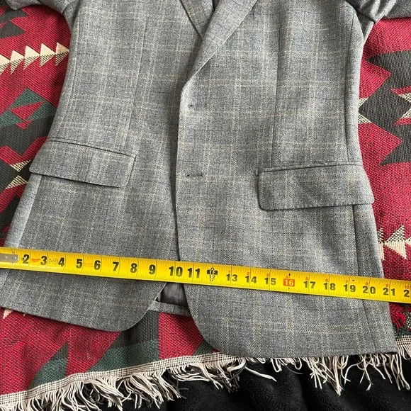 Baroni Menswear Wool 2 Button Gray Checkered Men's Blazer - Picture 15 of 16